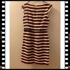 Maroon and cream cap sleeves work dress